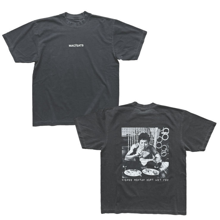CLOSED MOUTHS DONT GET FED (BRUCE LEE) TSHIRT - VINTAGE GREY - China Mac Online